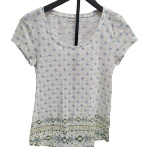 Lucky Brand Women's XS T Shirt Short Sleeve Floral Print Scoop Neck‎ Top Dainty
